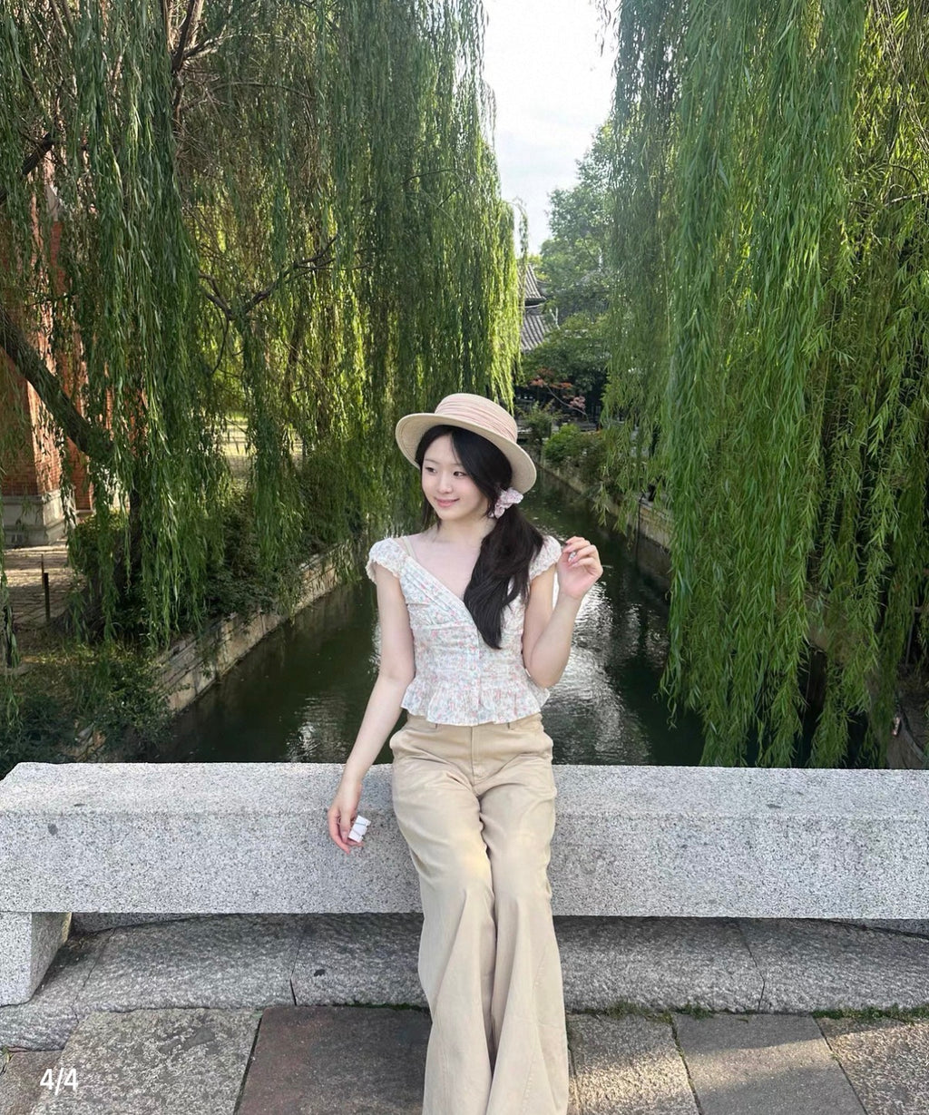 Rosalie Lace Trim Floral Top